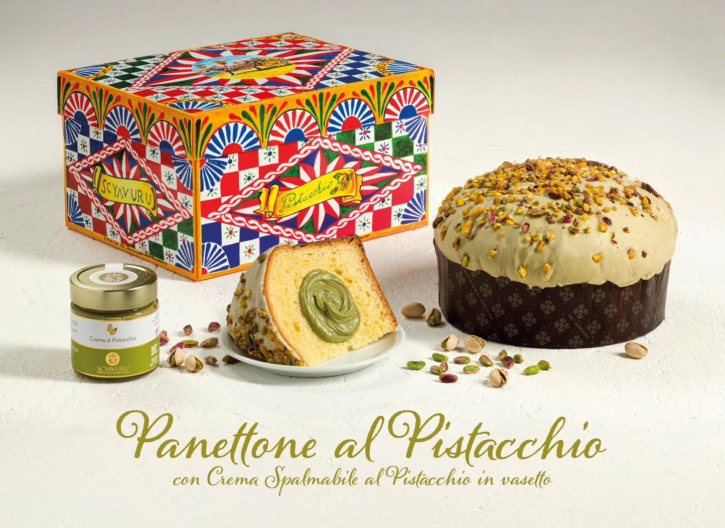 Panettone con crema spalmabile al pistacchio